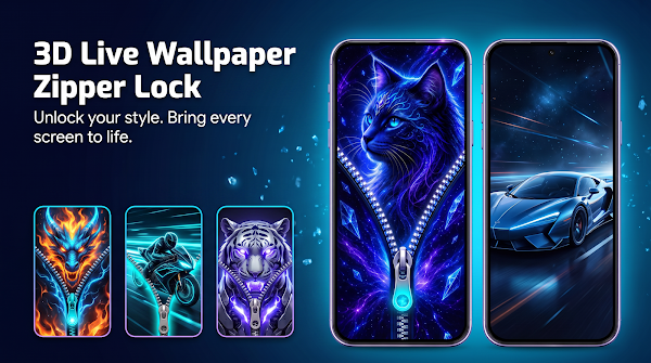 3D Live Wallpaper-Zipper Lock Screenshots 1