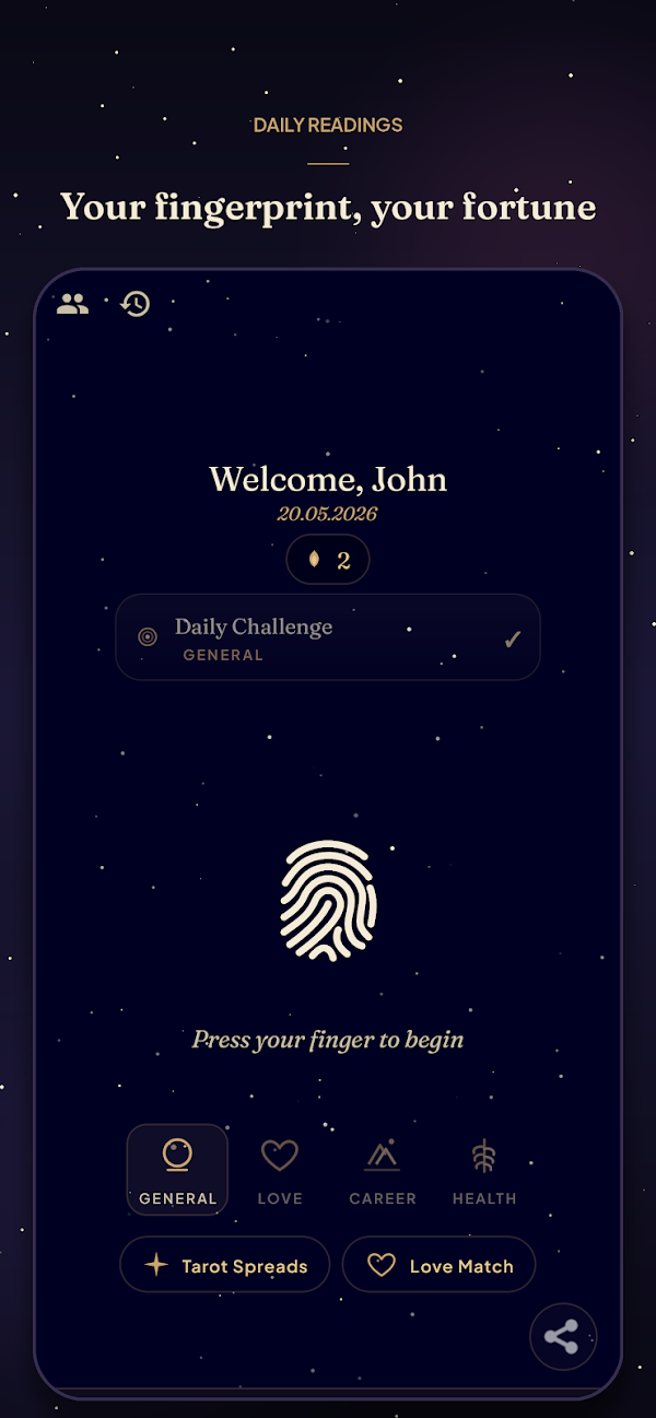 Fingerprint Tarot: Fortune App لقطات الشاشة 1