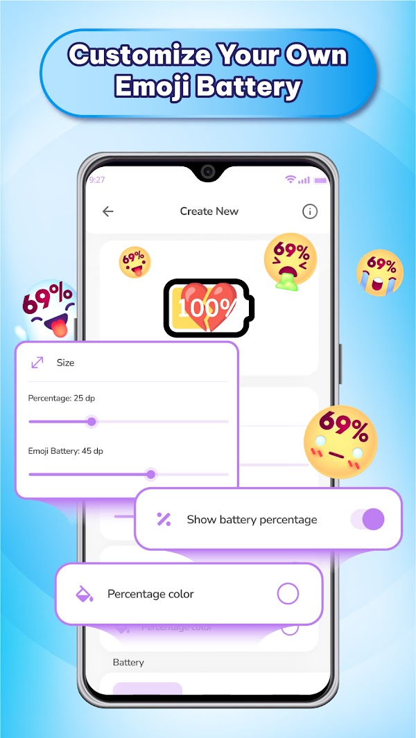 Emoji Battery Widget Скриншоты 4