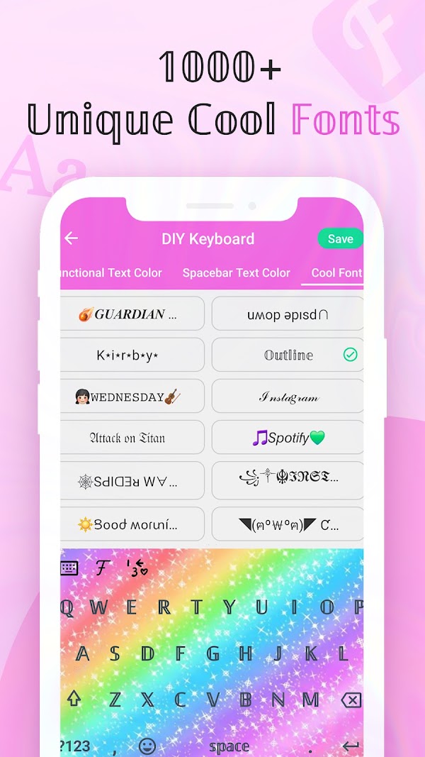 Cool Fonts Keyboard & Themes Скриншоты 2