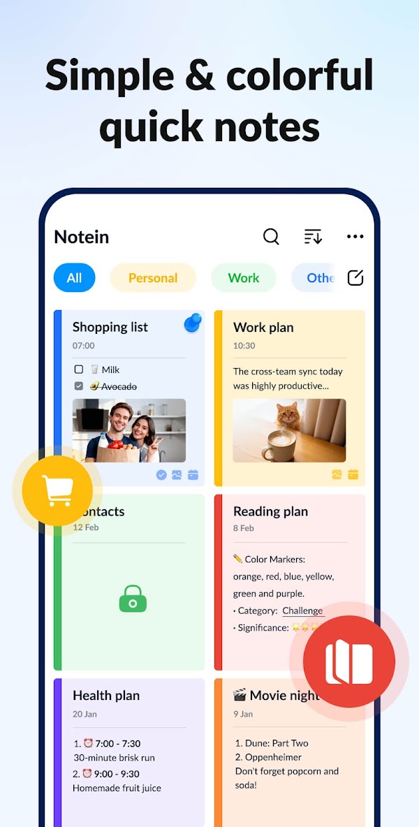 Notas, Bloc de notas - Notein Capturas de pantalla 1