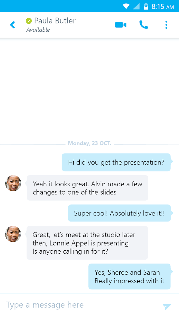 Skype for Business for Android Screenshots 2